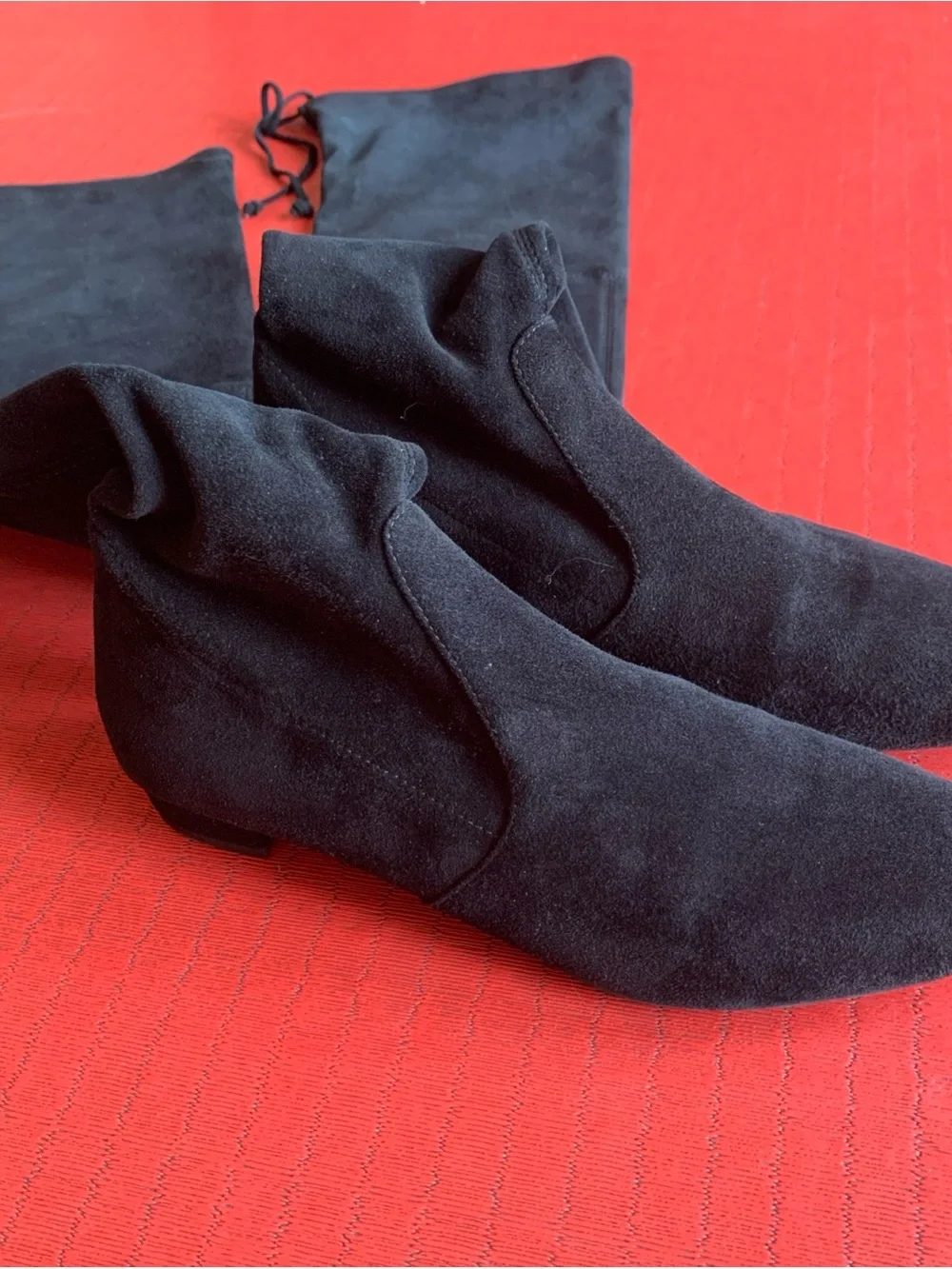 Stuart Weitzman Tie Womens Over-the-Knee Low Heel Boots in Black Stretch Suede 6